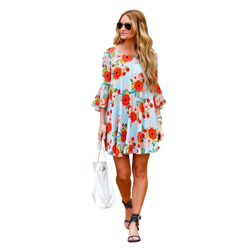 Paper Crown + Rifle Paper Co Fluttered Blooms Swing Dress Floral Boho M